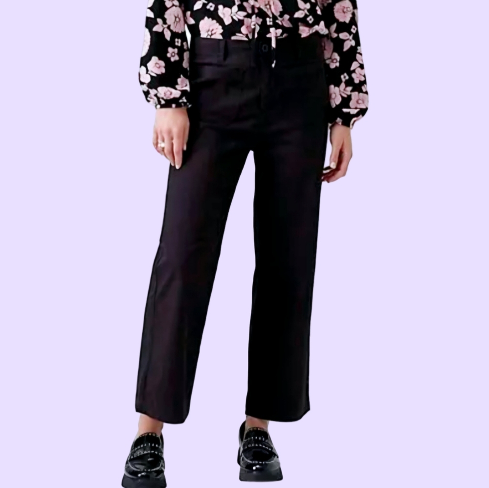 SANCTUARY Juliet Black Twill Crop Pants, Front Patch Pockets, NWT